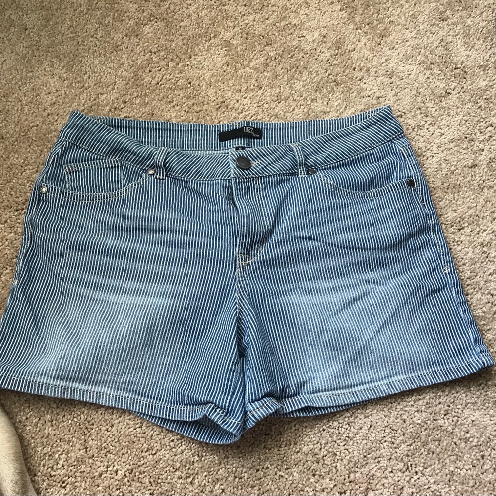 Pinstripe denim shorts